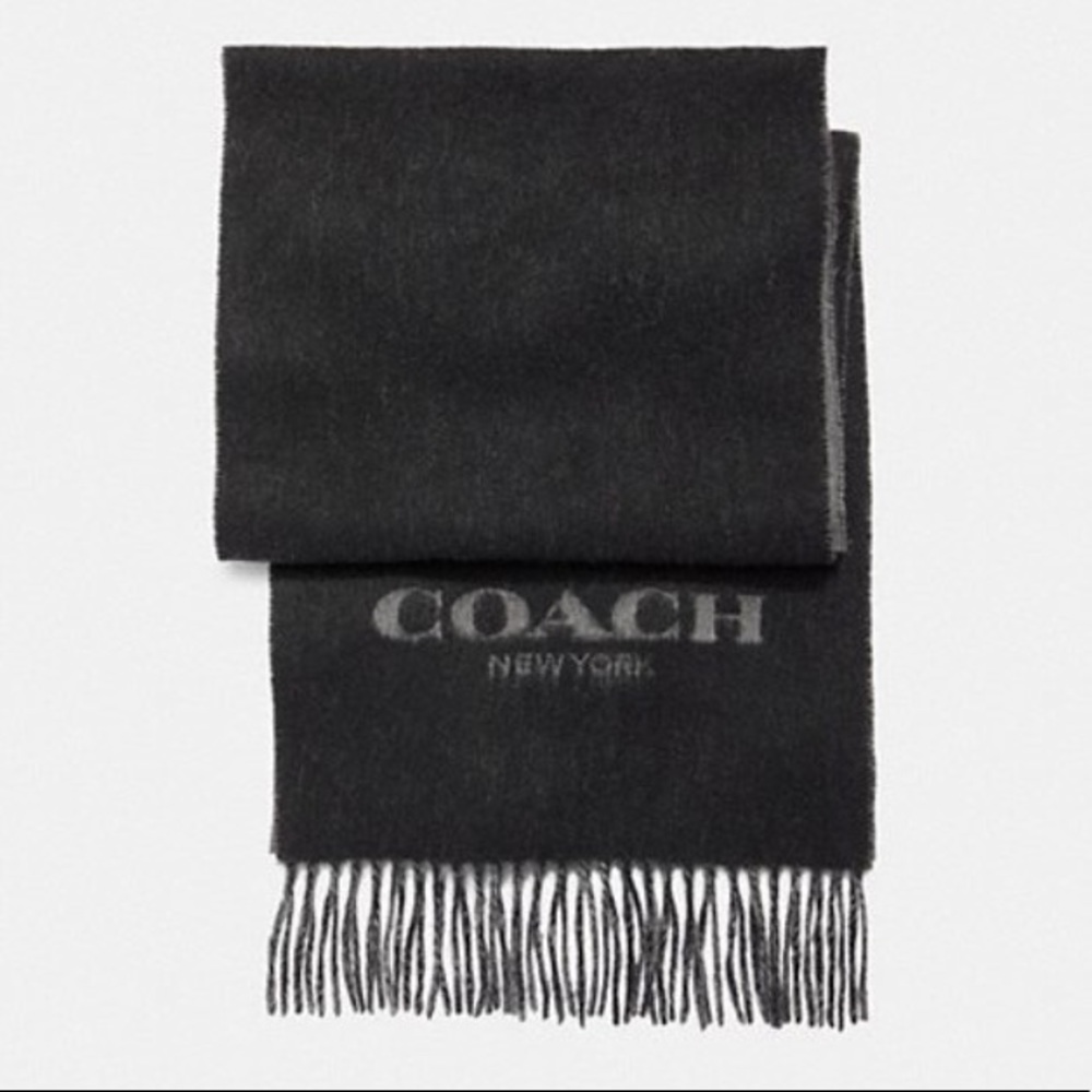 Coach Cashmere Blend Scarf in Black and Grey *NEW*